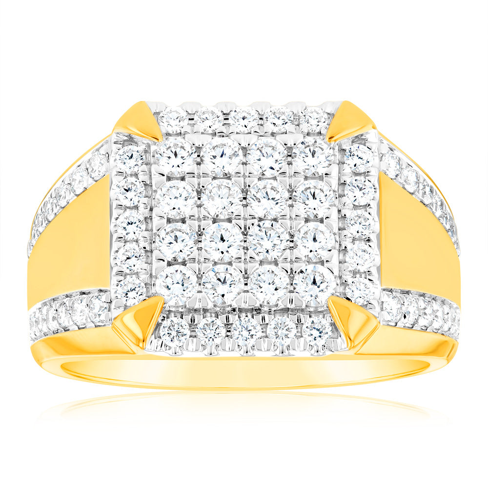 Luminesce Lab Grown 1.25 Carat Gents Diamond Ring in 9ct Yellow Gold