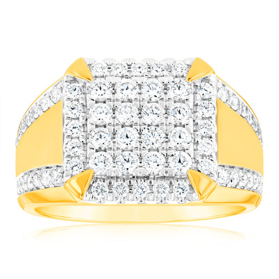 Luminesce Lab Grown 9ct Yellow Gold 1.2 Carat Diamond Gents Ring