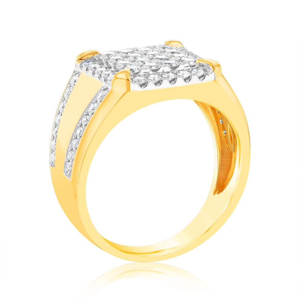 Luminesce Lab Grown 1.25 Carat Gents Diamond Ring in 9ct Yellow Gold