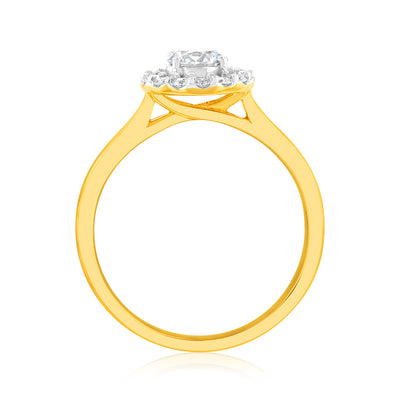 Luminesce Lab Grown 18ct Yellow Gold 1 Carat Diamond Brilliant Halo Ring