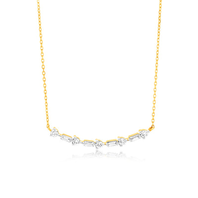 Luminesce Lab Grown 1/5 Carat Diamond Necklace with Round & Baguette Diamonds in 9ct Yellow Gold9 Diamonds