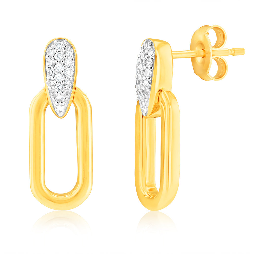 Luminesce lab Grown 1/6 Carat Drop Earrings in 9ct Yellow Gold