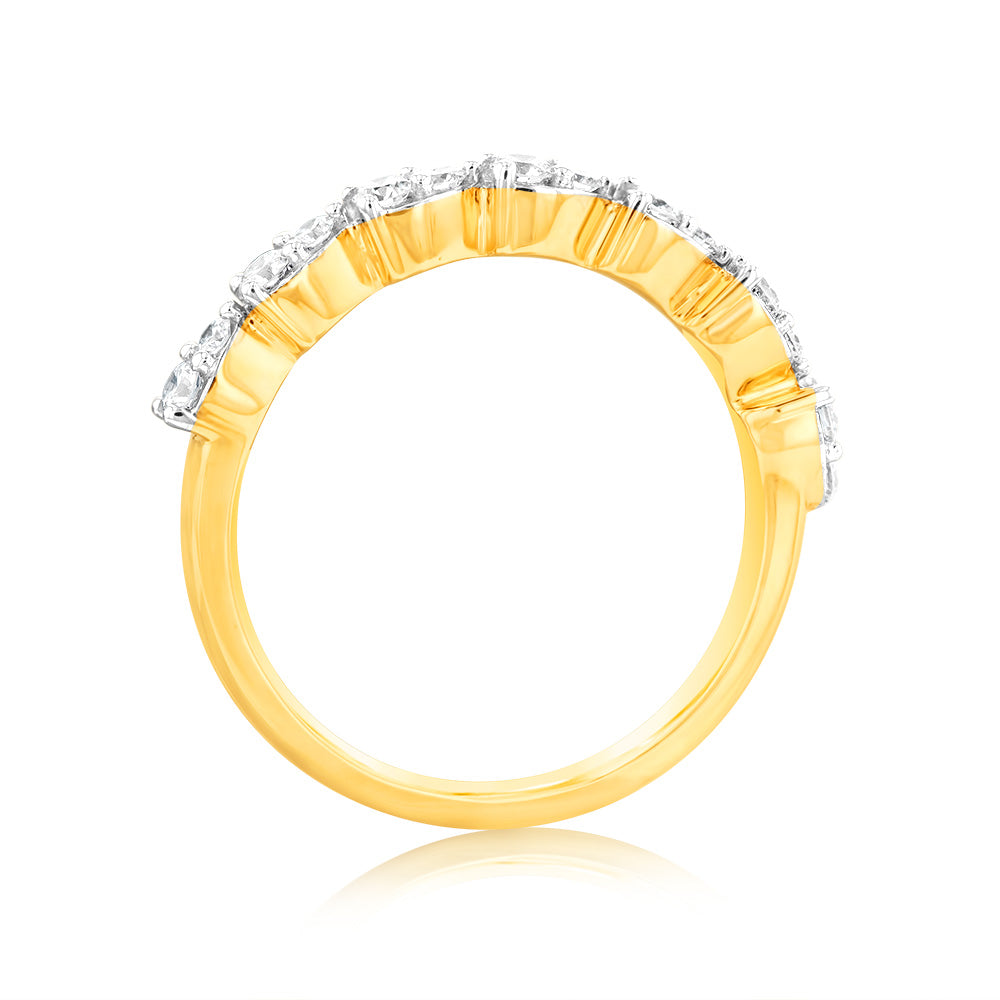 Luminesce Lab Grown 9ct Yellow Gold Ring in 14 Diamonds