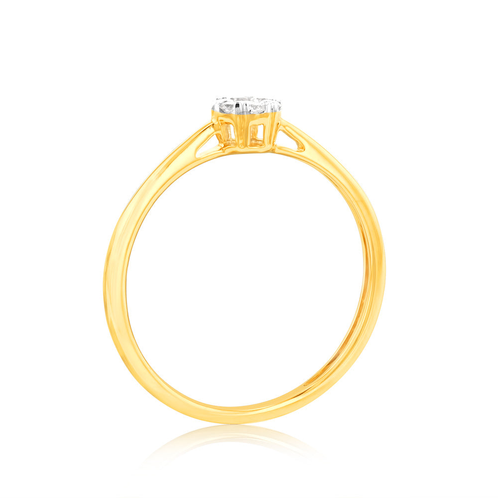 Luminesce Lab Grown 9ct Yellow Gold 1/10 Carat Solitaire Fancy Diamond Ring