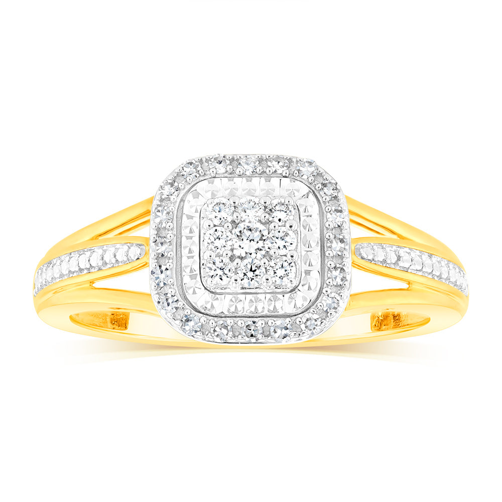 Luminesce Lab Grown 9ct Yellow Gold Ring in 35 diamonds