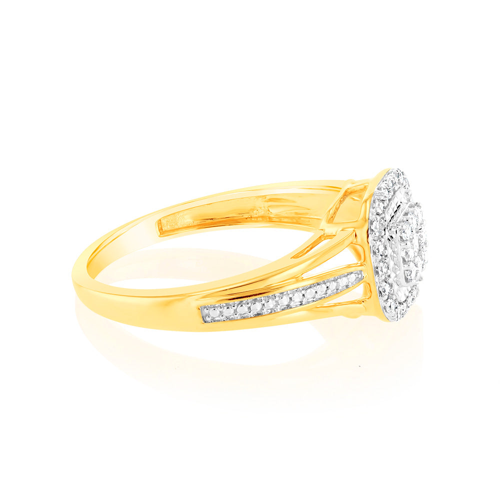 Luminesce Lab Grown 9ct Yellow Gold Ring in 35 diamonds