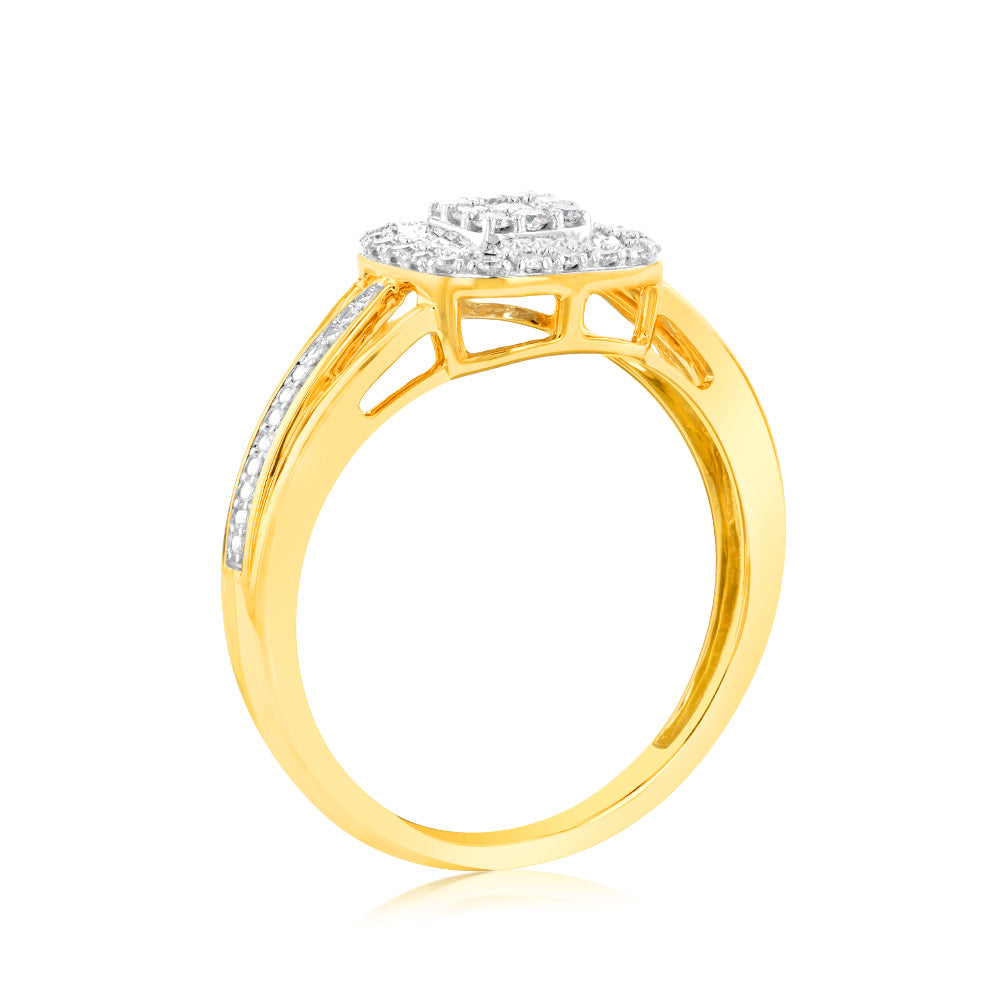 Luminesce Lab Grown 9ct Yellow Gold Ring in 35 diamonds