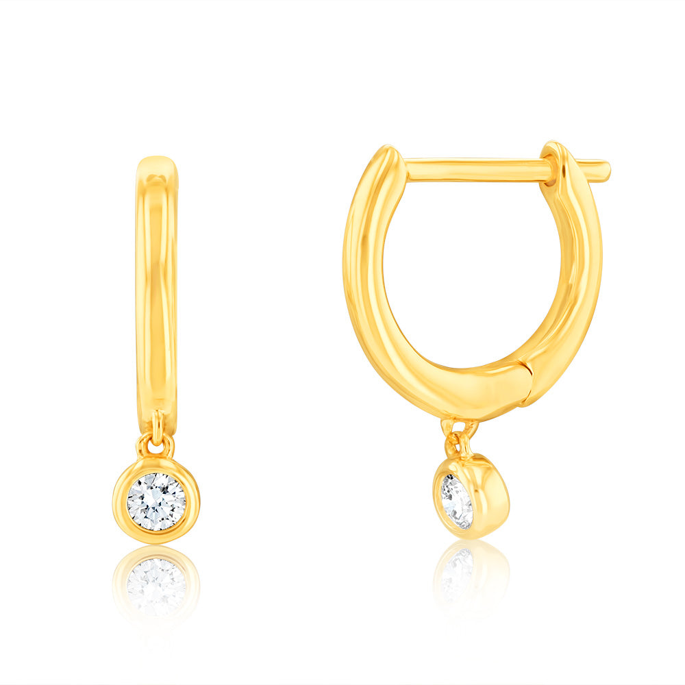 Luminesce Lab Grown 9ct Yellow Gold Drop Earrings in 2 Diamonds