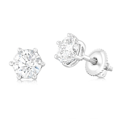 Luminesce Lab Grown 9ct White Gold 2 Carat Diamond Screwback Stud Earrings