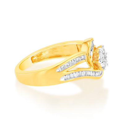 Luminesce Lab Grown 9ct Yellow Gold 0.30 Carat Diamond Wrap Around Ring in 51 Diamonds