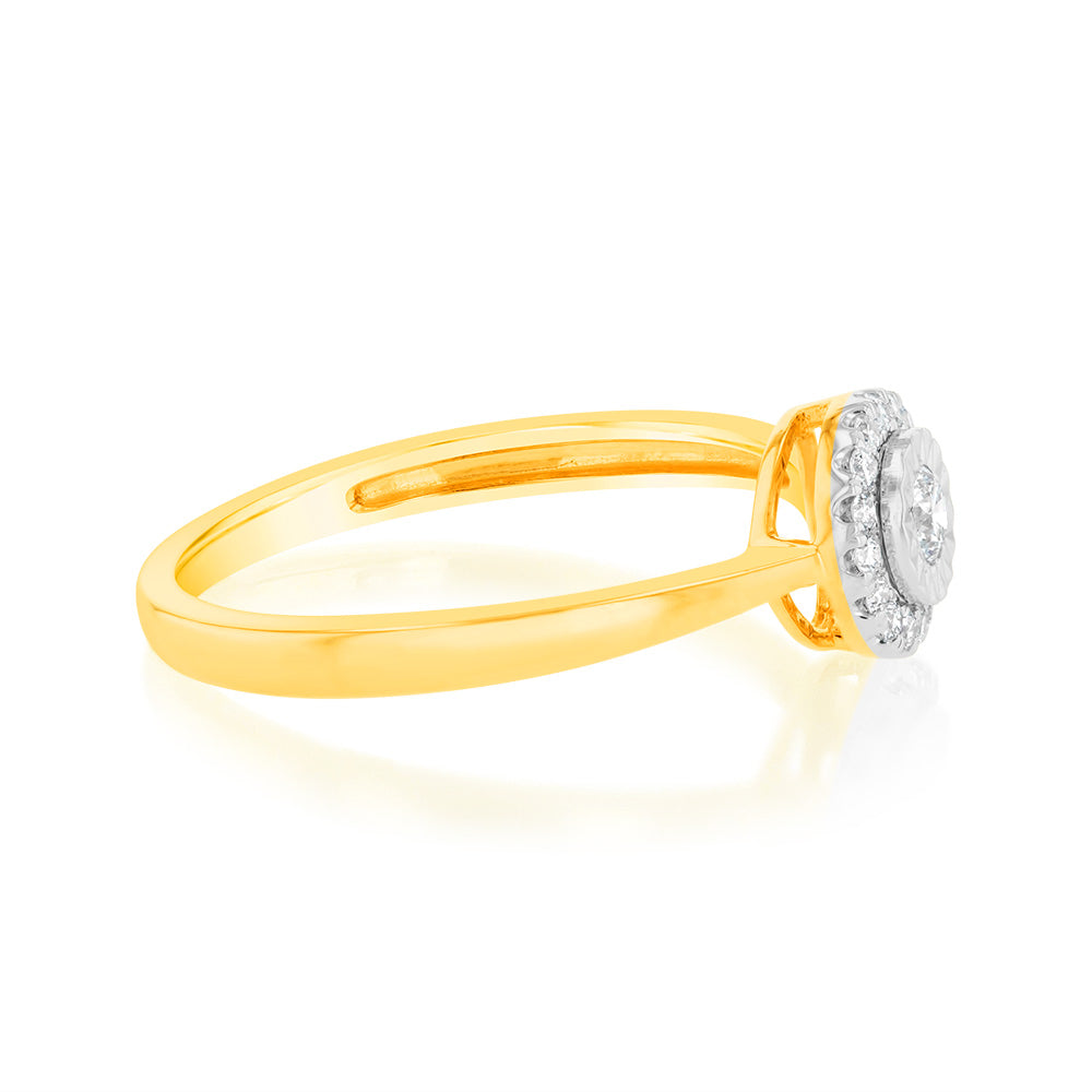 Luminesce Lab Grown Solitaire Plain 1/6 Carat Diamond Ring in 9ct yellow Gold