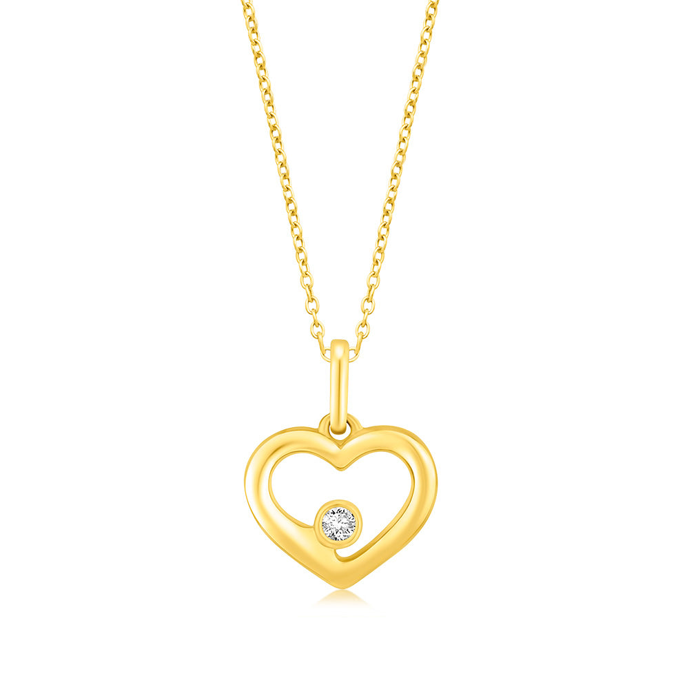 Luminesce Lab Grown Single Diamond Heart Pendant in 9ct Yellow Gold