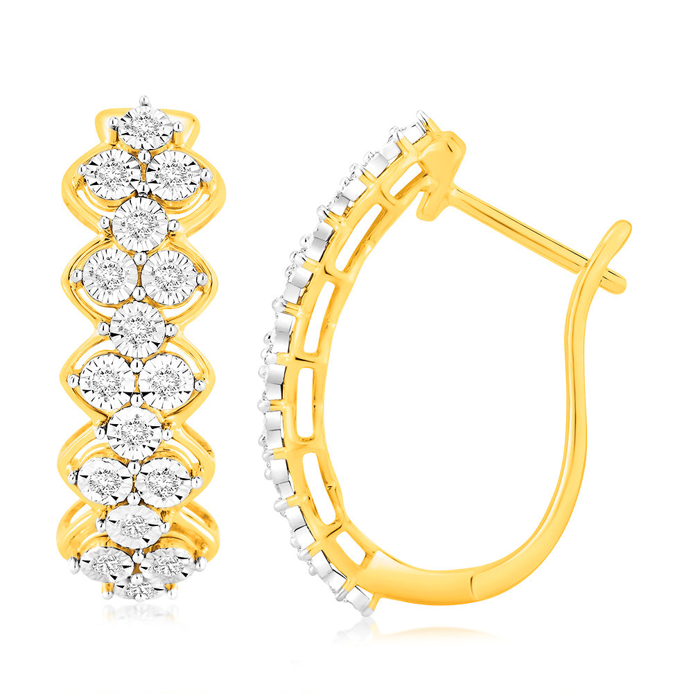 Luminesce Lab Grown 9ct Yellow Gold 1/5 Carat Diamond Hoop Earrings