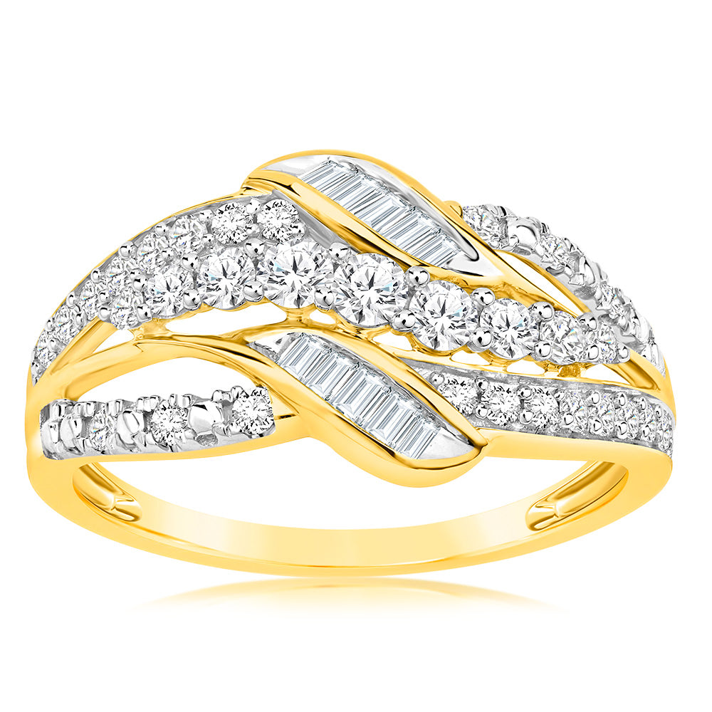 Luminesce Lab Grown Wrap Around 1/2 Carat Diamond Ring in 9ct Yellow Gold