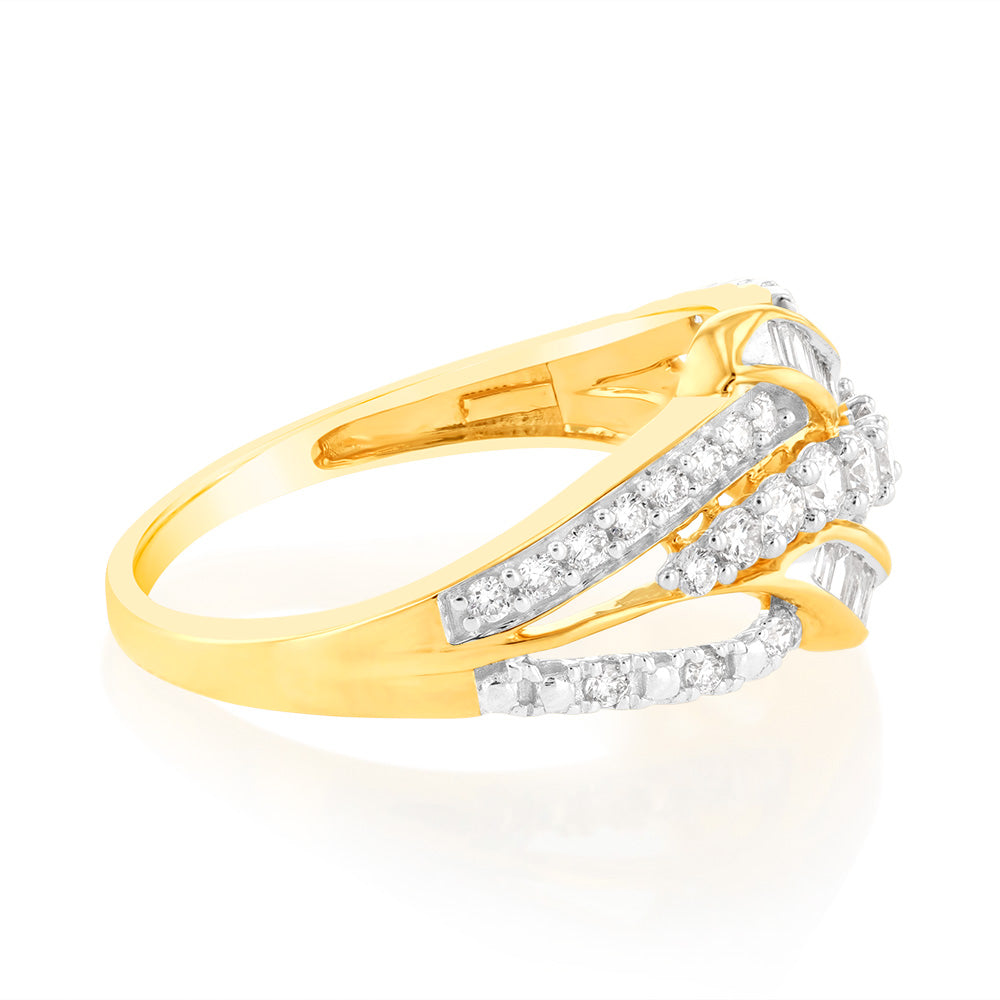 Luminesce Lab Grown Wrap Around 1/2 Carat Diamond Ring in 9ct Yellow Gold