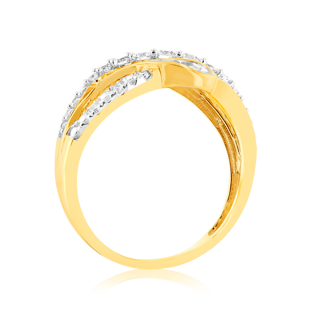 Luminesce Lab Grown Wrap Around 1/2 Carat Diamond Ring in 9ct Yellow Gold