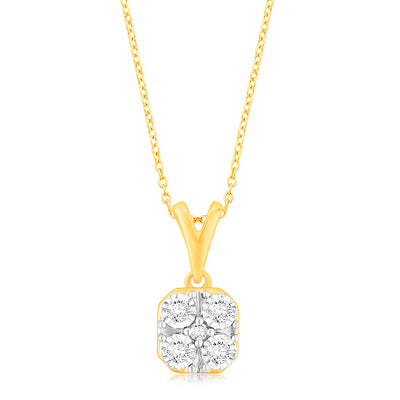 Luminesce Lab Grown 9ct Yellow Gold Pendant in 5 Diamonds