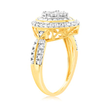 Load image into Gallery viewer, Luminesce Lab Grown 9ct Yellow Gold Pear Shaped Ring in 56 Brilliant Cut Diamonds
