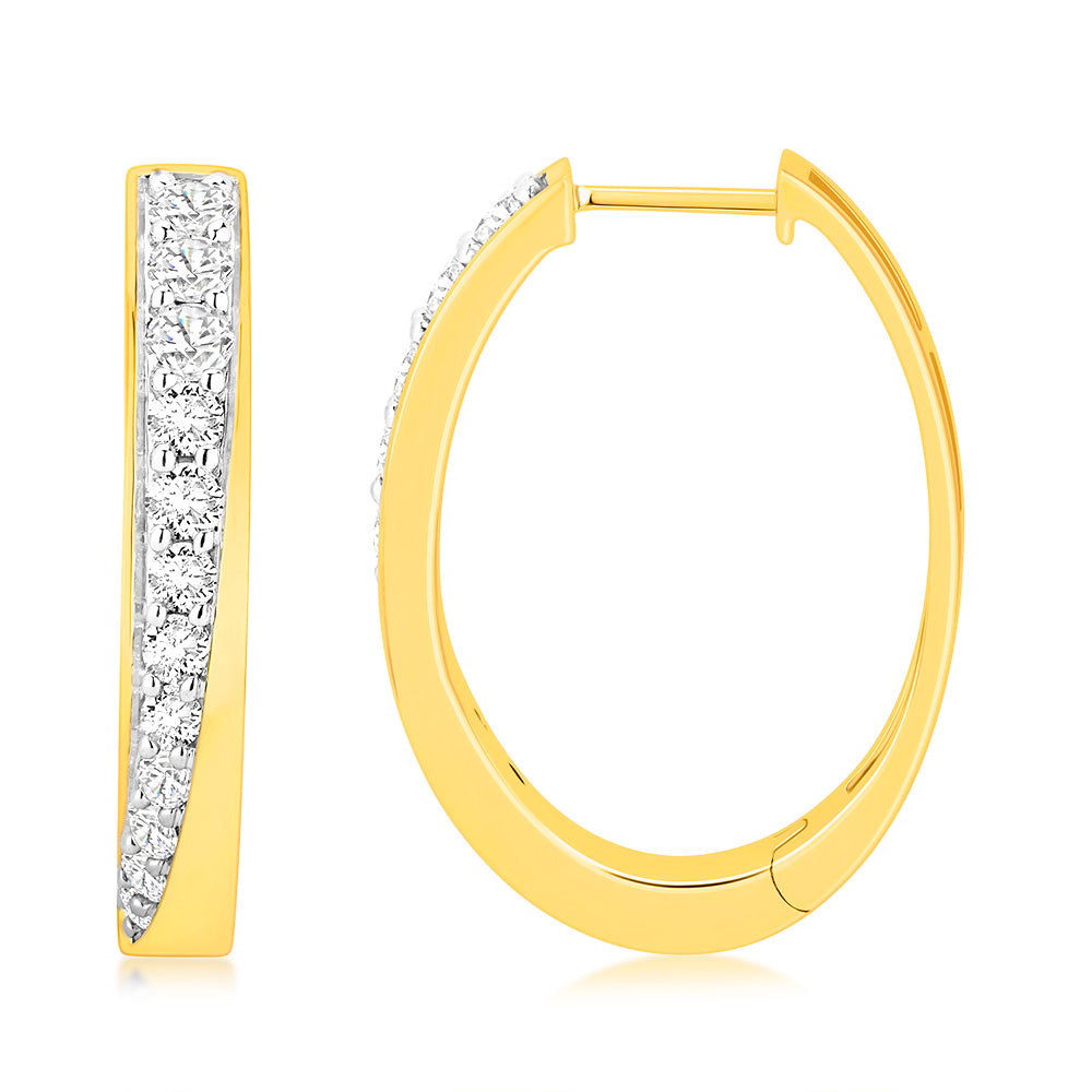 Luminesce Lab Grown 1 Carat Hoop Diamond Earrings in 9ct Yellow Gold