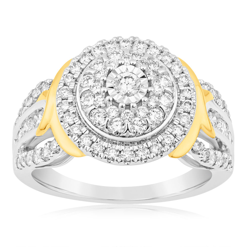 Luminesce Lab Grown 9ct Yellow & White Gold 1 Carat Diamond Dress Ring