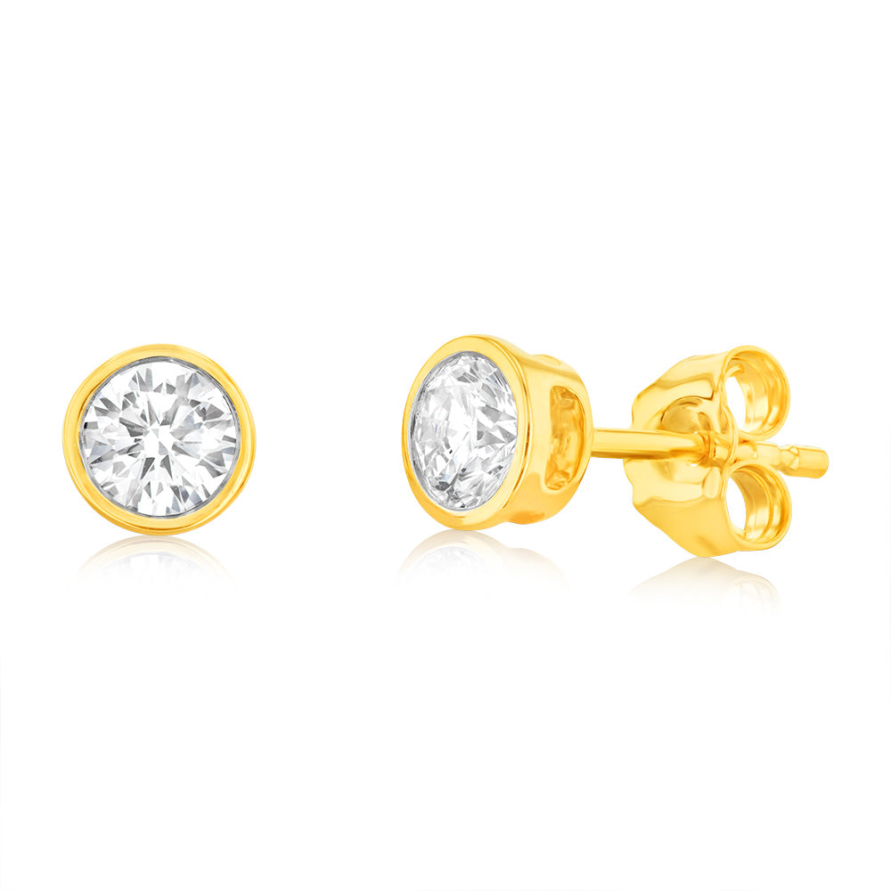 Luminesce Lab Grown 9ct Yellow Gold 1/2 Carat Diamond Bezel Set Earrings