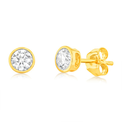 Luminesce Lab Grown 9ct Yellow Gold 1/2 Carat Diamond Bezel Set Earrings
