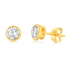 Load image into Gallery viewer, Luminesce Lab Grown 1 Carat Diamond Bezel Set Earrings in 9ct Yellow Gold