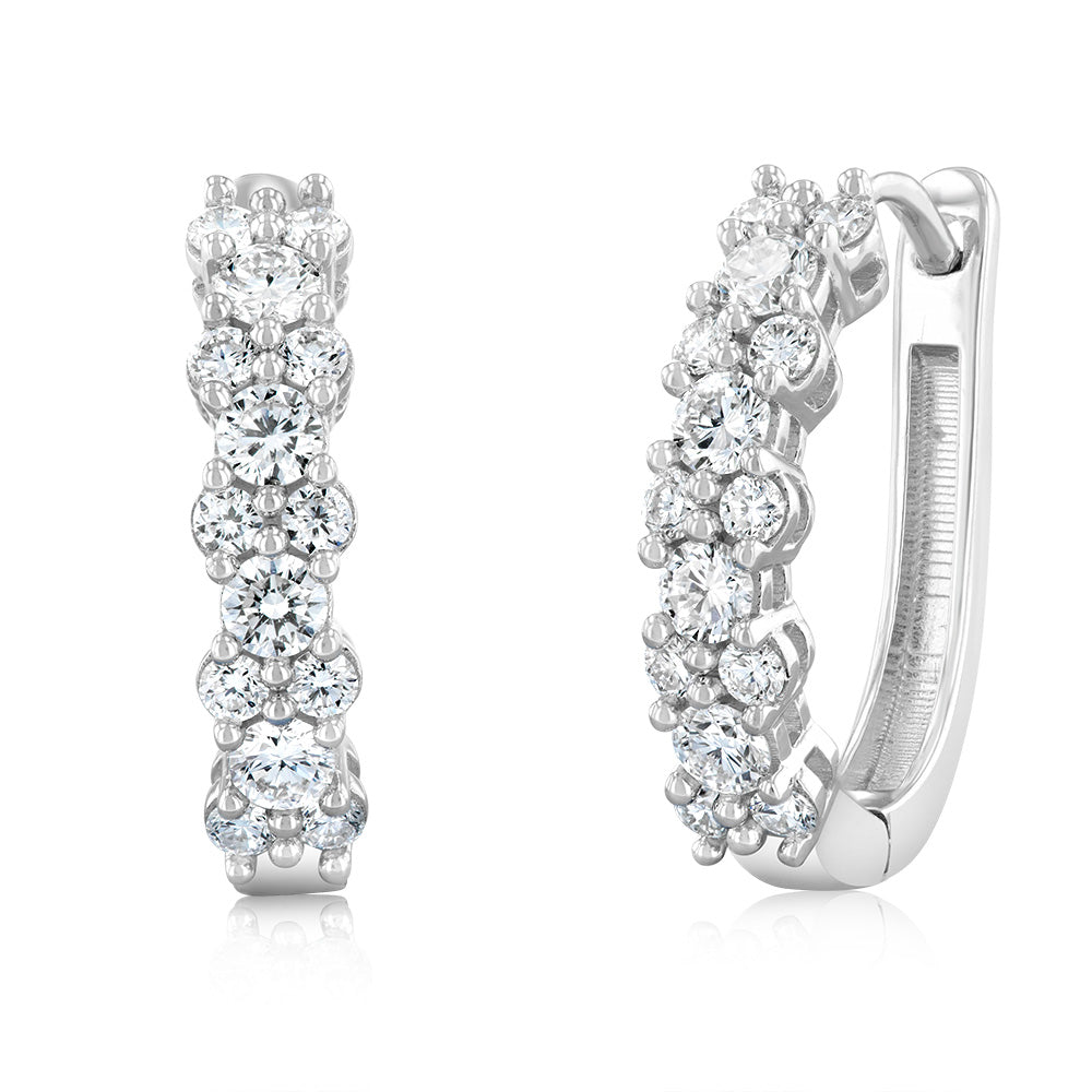 Luminesce Lab Grown Sterling Silver Hoop Earrings in 1Carat Diamonds