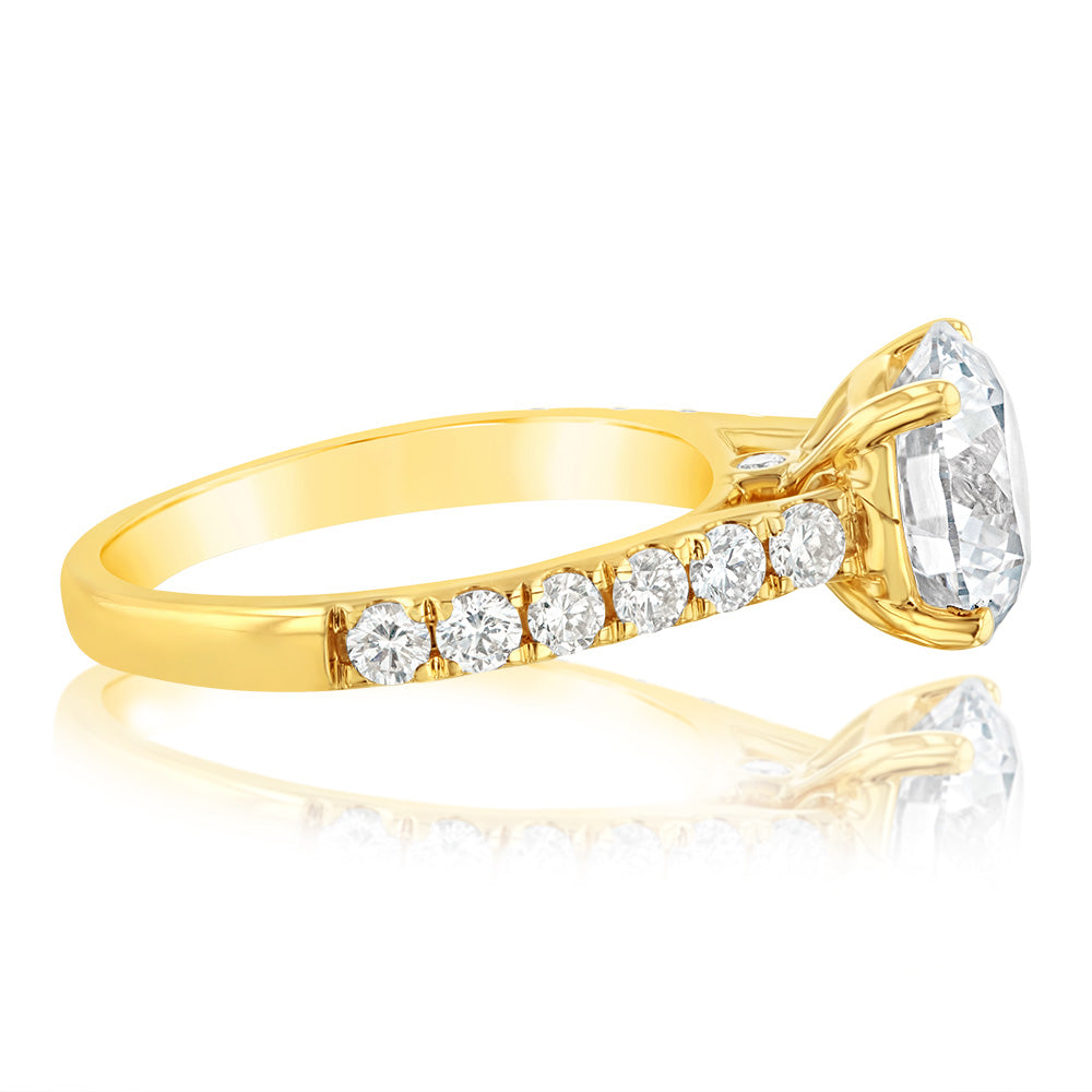 Luminesce Lab Grown 2.5 Carat Diamond Engagement Ring in 18ct Yellow Gold