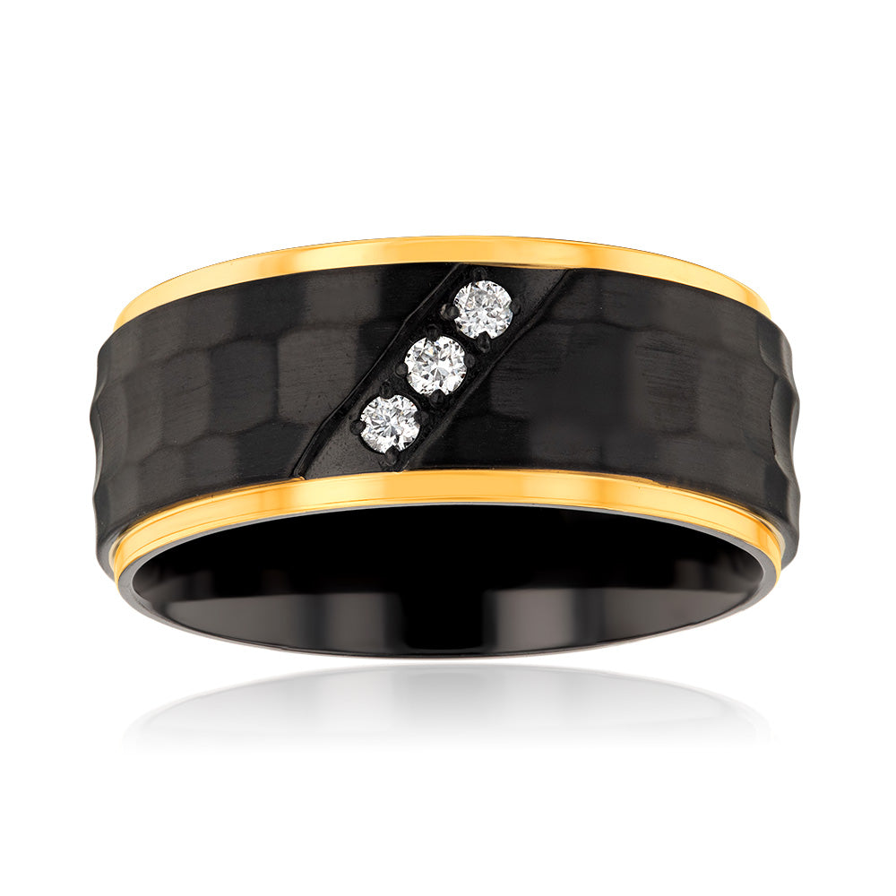 Luminesce Lab Grown 1/10 Carat Gold Plated& Black Zirconium Diamond Ring