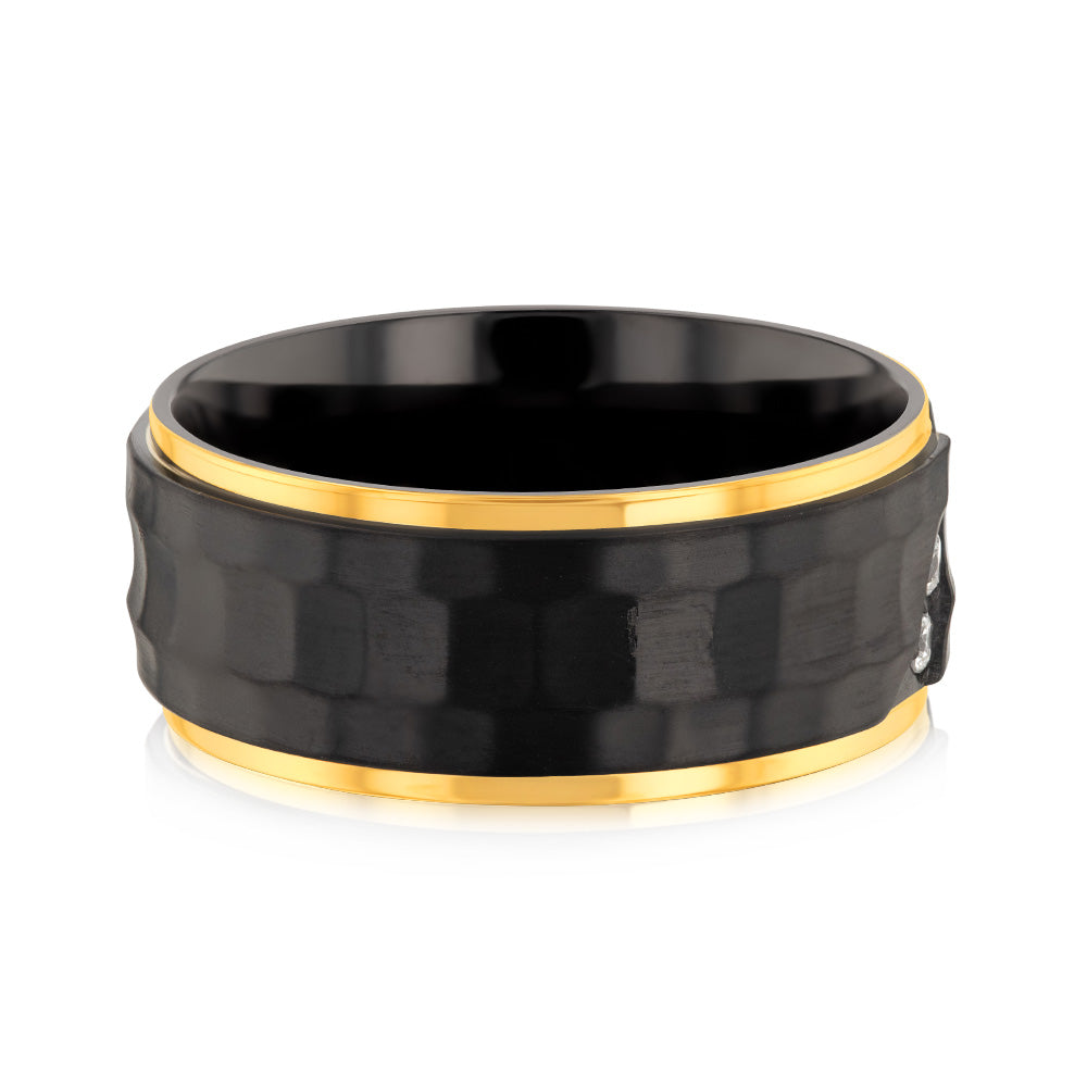 Luminesce Lab Grown 1/10 Carat Gold Plated& Black Zirconium Diamond Ring