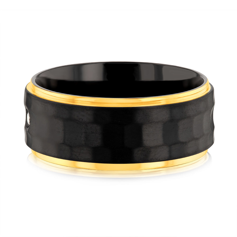 Luminesce Lab Grown Gold Plated Black Zirconium Diamond Ring