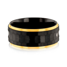 Load image into Gallery viewer, Luminesce Lab Grown Gold Plated &amp; Black Zirconium in 3 Diamonds Around the Ring