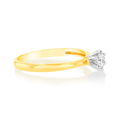 Luminesce Lab Grown 9ct Yellow Gold 1/4 Carat Brilliant Cut Solitaire Diamond Ring