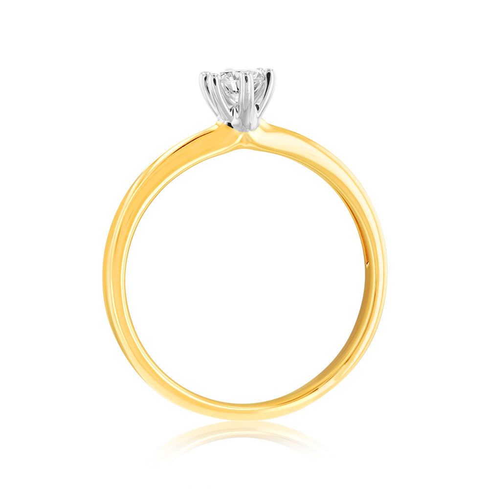 Luminesce Lab Grown 1/4 Carat Brilliant Cut Solitaire Diamond Ring in 9ct yellow Gold