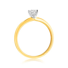 Load image into Gallery viewer, Luminesce Lab Grown 1/4 Carat Brilliant Cut Solitaire Diamond Ring in 9ct yellow Gold