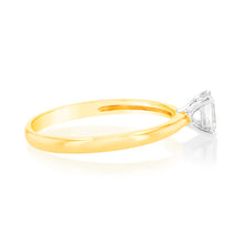 Load image into Gallery viewer, Luminesce Lab Grown 9ct Yellow Gold 1/4 Carat Emerald Cut Solitaire Diamond Ring