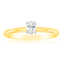 Load image into Gallery viewer, Luminesce Lab Grown 1/4 Carat Oval Cut Solitaire Diamond Ring in 9ct yellow Gold