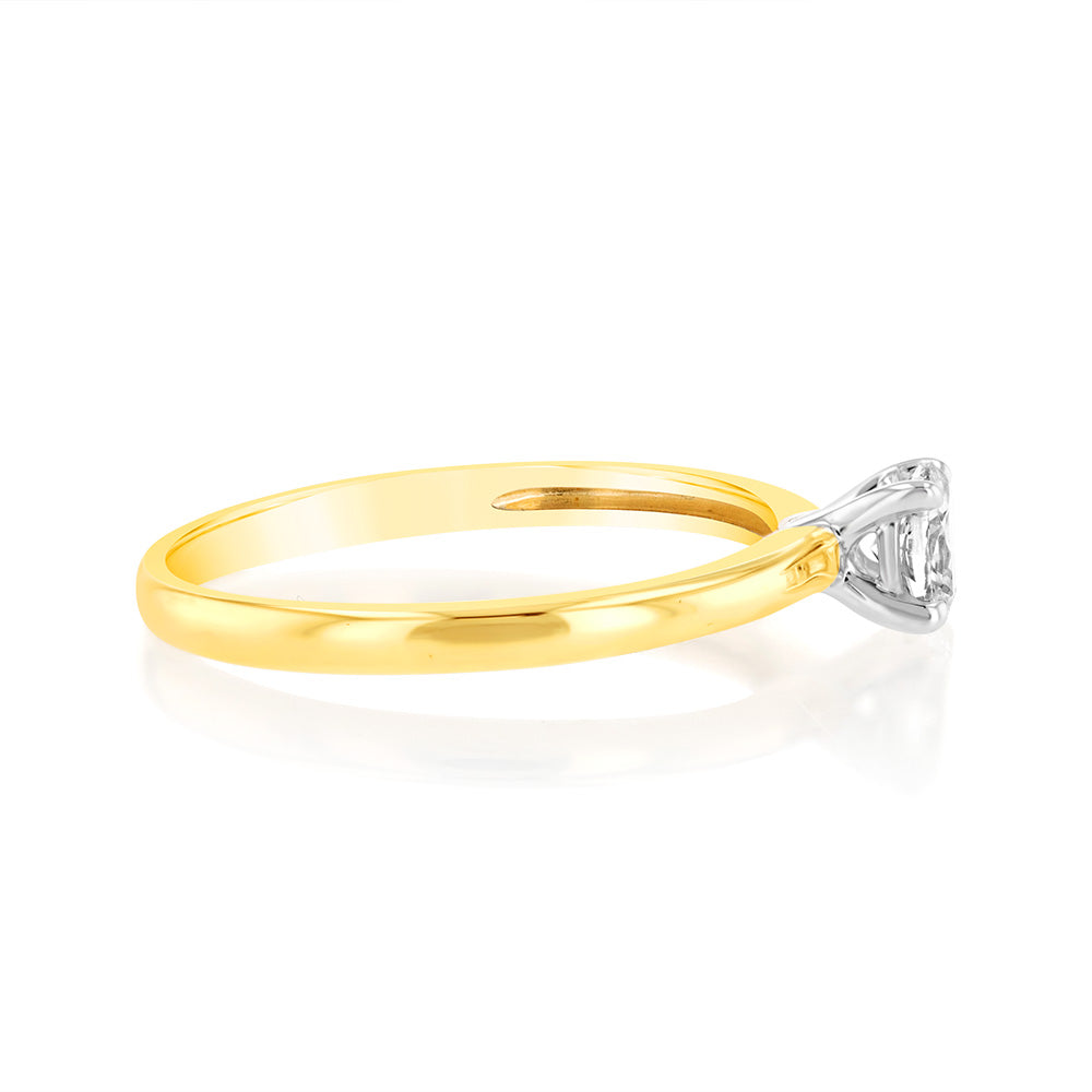 Luminesce Lab Grown 1/4 Carat Oval Cut Solitaire Diamond Ring in 9ct yellow Gold