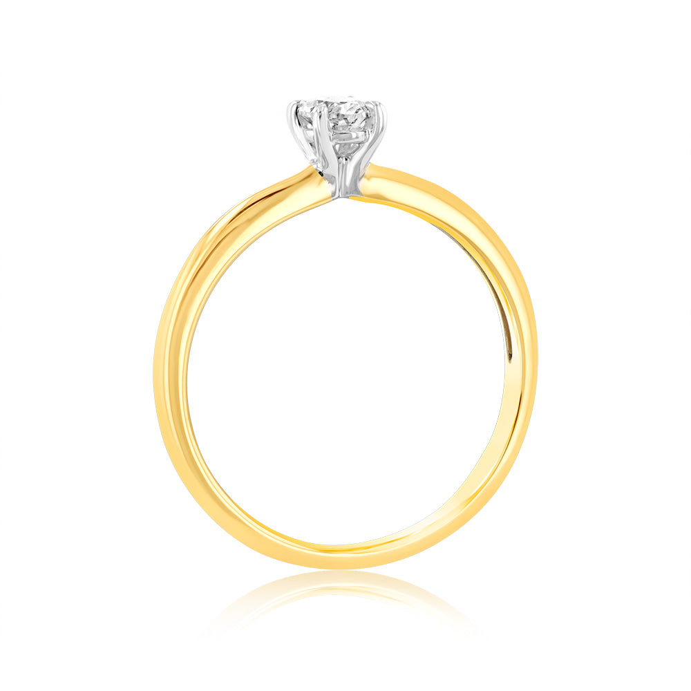 Luminesce Lab Grown 1/4 Carat Oval Cut Solitaire Diamond Ring in 9ct yellow Gold