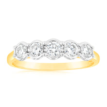 Load image into Gallery viewer, Luminesce Lab Grown  1/2 Carat Diamond 5-Stone Ring in 9ct Yellow Gold