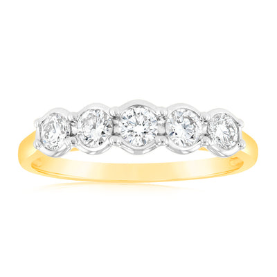 Luminesce Lab Grown  1/2 Carat Diamond 5-Stone Ring in 9ct Yellow Gold