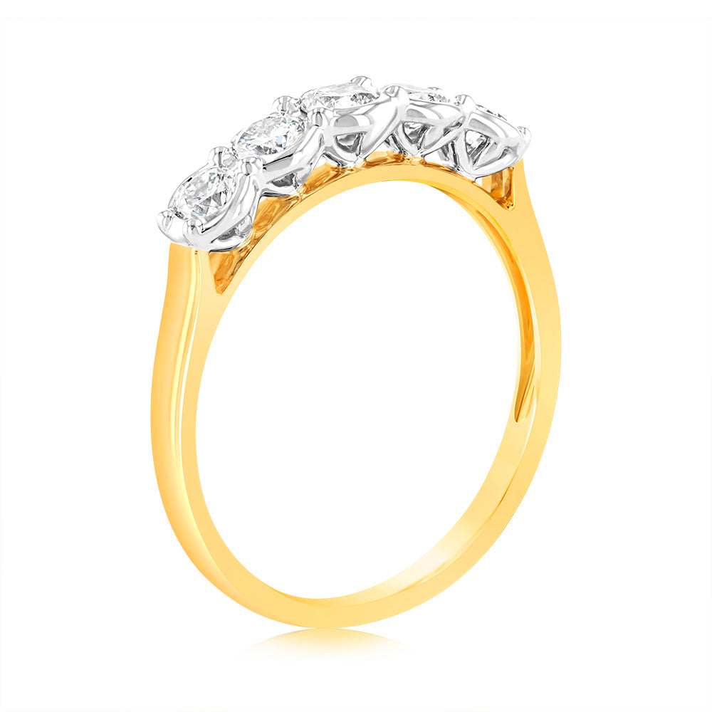 Luminesce Lab Grown  1/2 Carat Diamond 5-Stone Ring in 9ct Yellow Gold