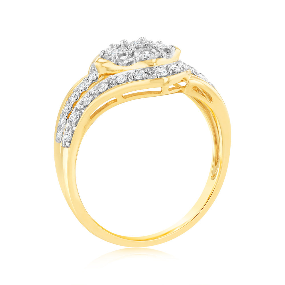 Luminesce Lab Grown 9ct Yellow Gold Ring in 35 Diamonds