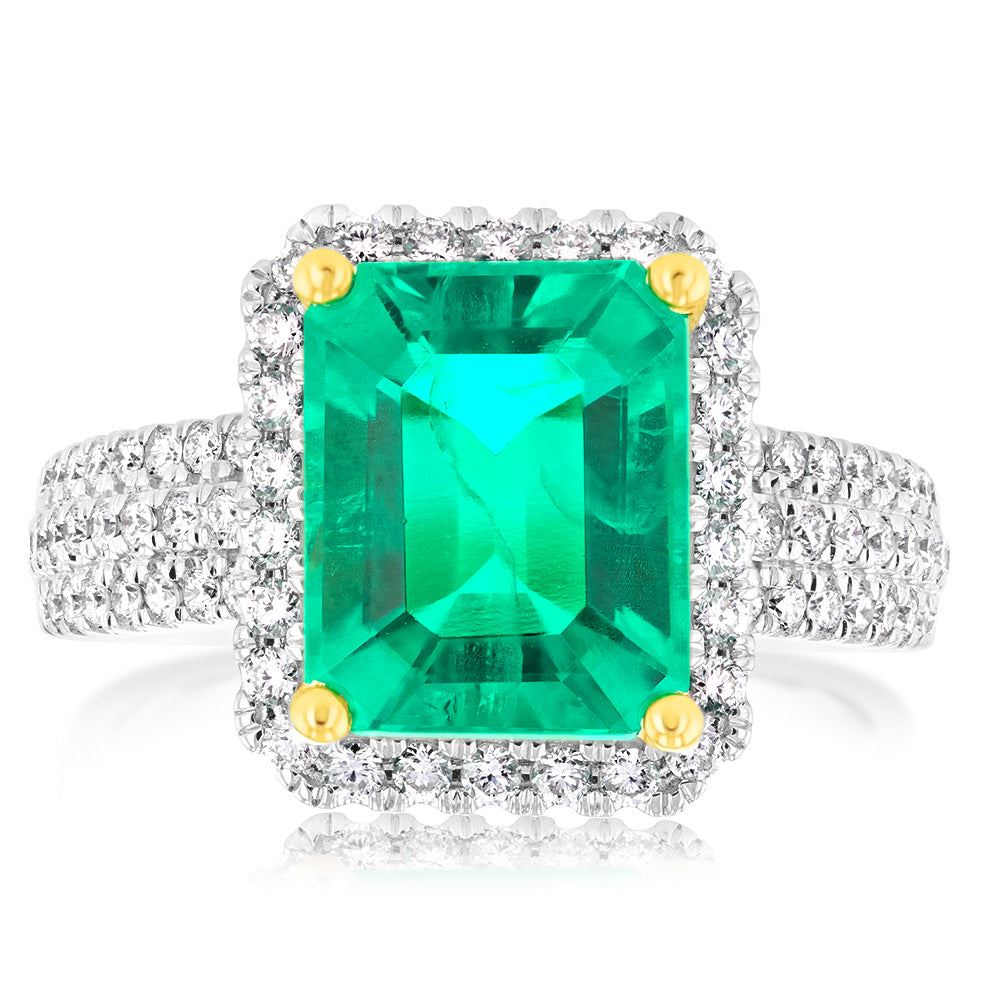 Luminesce Lab Grown 0.45Carat Diamond with Created Emerald in 9ct Yellow Gold