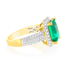 Load image into Gallery viewer, Luminesce Lab Grown 0.45Carat Diamond with Created Emerald in 9ct Yellow Gold