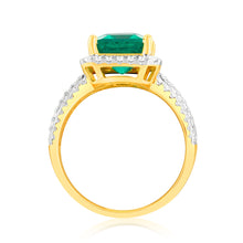 Load image into Gallery viewer, Luminesce Lab Grown 0.45Carat Diamond with Created Emerald in 9ct Yellow Gold