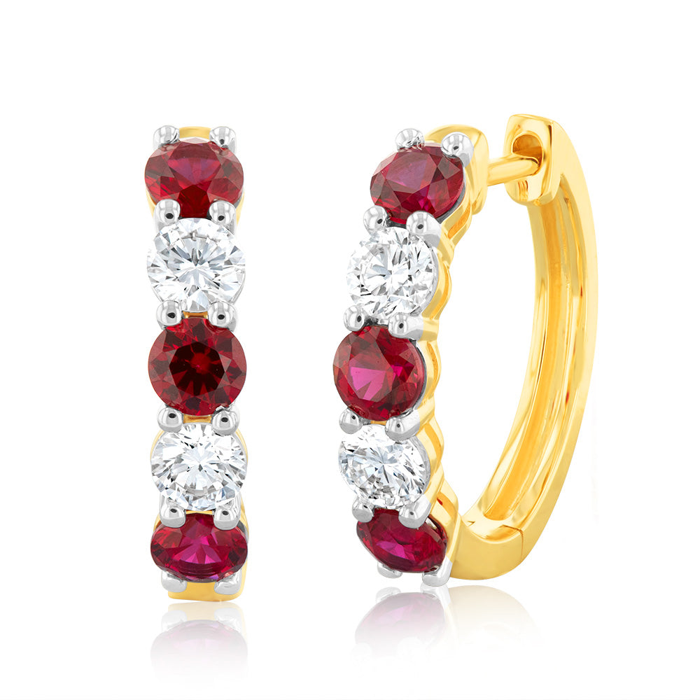 Luminesce Lab Grown 9ct Yellow Gold 0.40 Carat Diamond with 0.90ct Created Ruby