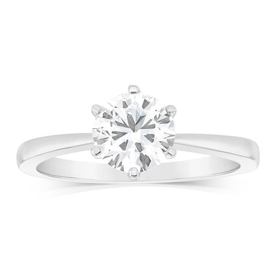 Luminesce Lab Grown 1 Carat Brilliant Cut Diamond Solitaire Ring in Sterling Silver