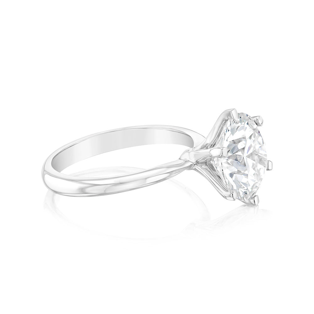 Luminesce Lab Grown 4Carat Certified Diamond Solitaire Ring in 18ct White Gold